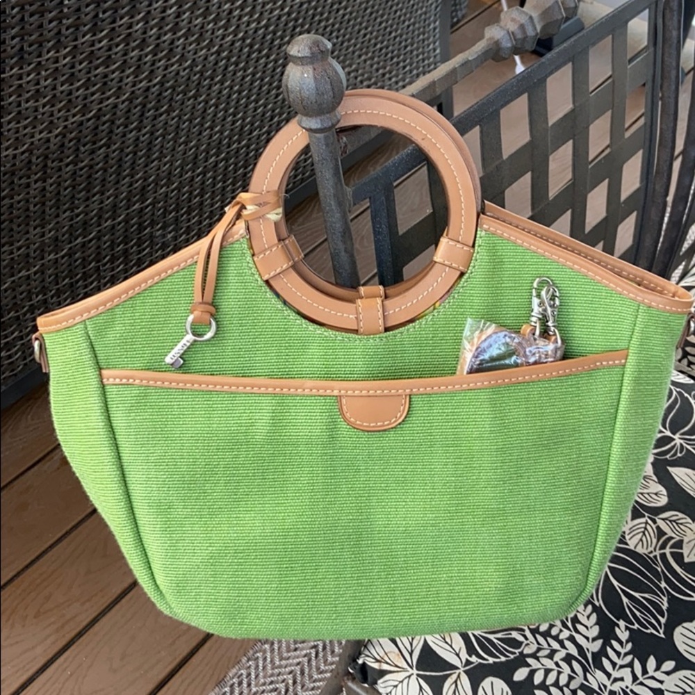 Fossil green tote bag